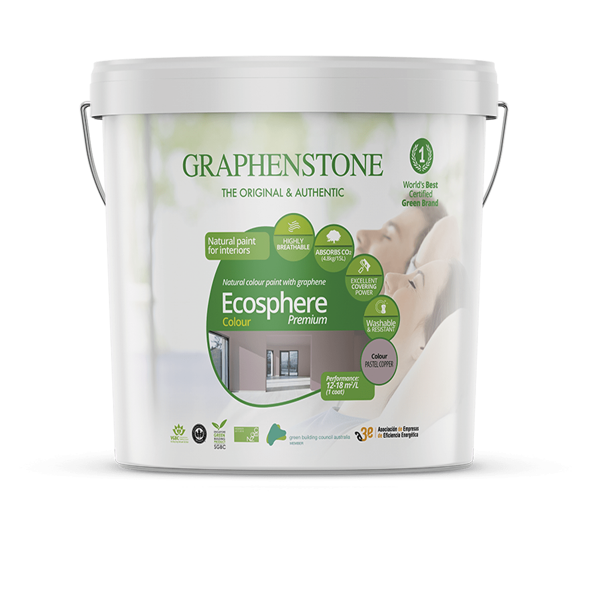 Ecosphere Colour – The highest quality natural lime paint for Interiors, highly breathable paint, absorbs CO2*, in White and 14 pastel colours