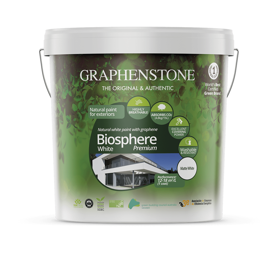 Biosphere White – Our highest quality lime paint for Exterior Masonry Highly breathable, absorbs CO2*, in White
