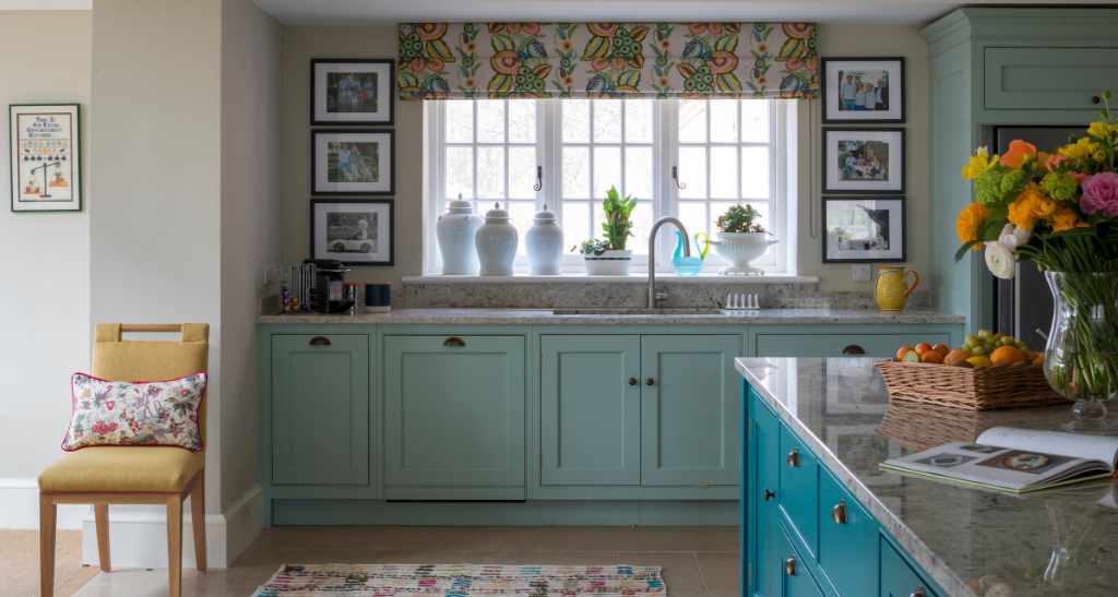 Blue kitchen - using breathable paint from Graphenstone